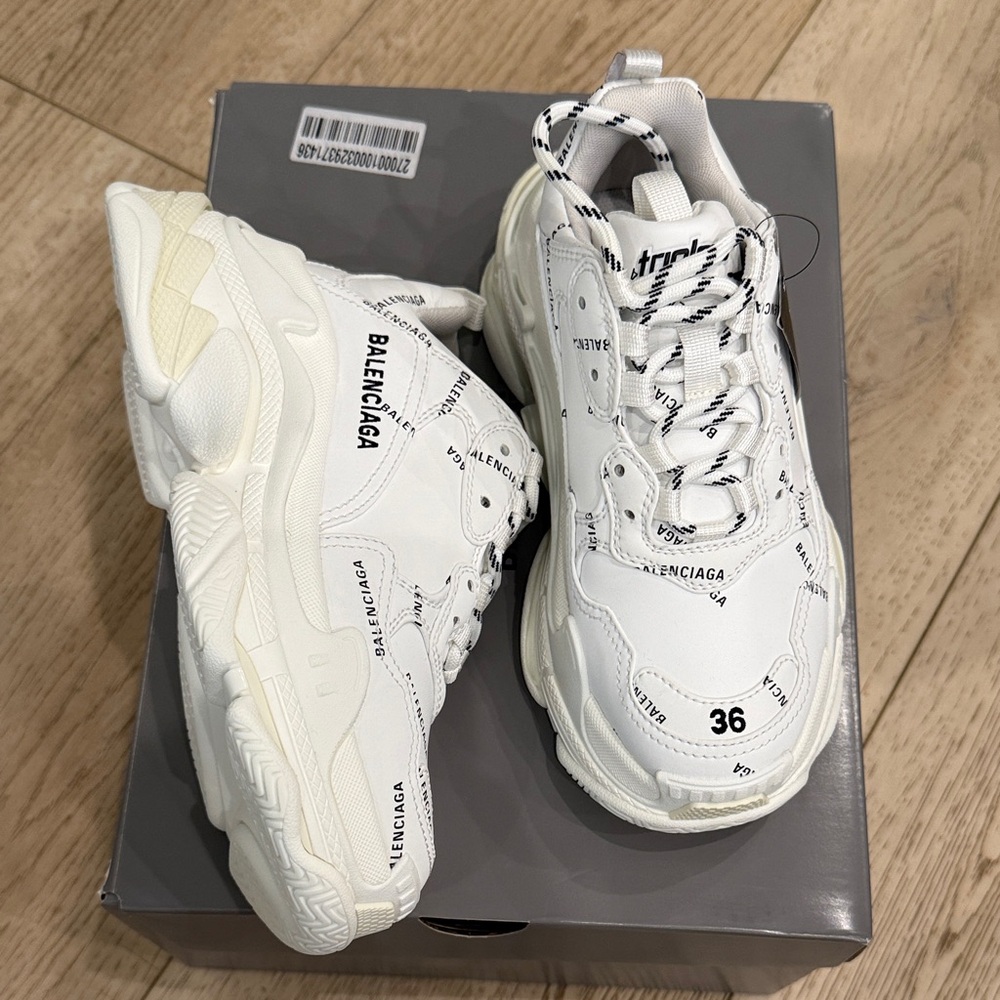 Balenciaga White Logo-Print Sneakers